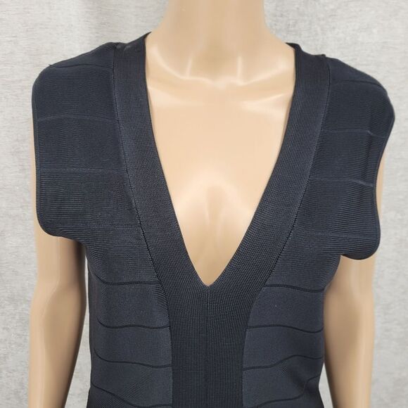 Venus Bandage Black Fringe Sleeveless Dress Gatsby Meets Moden Cocktail - Picture 7 of 16